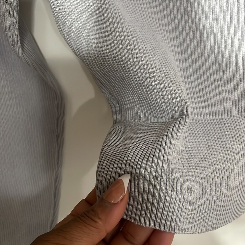 Neutral Gray Ribbed Cropped Sweater - Picture 11 of 11